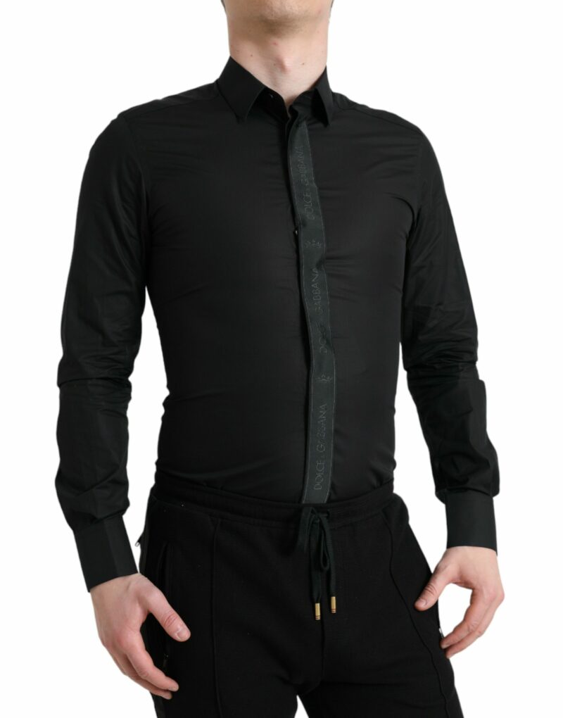 Dolce & Gabbana Elegant Black Slim Fit Dress Shirt - Image 2