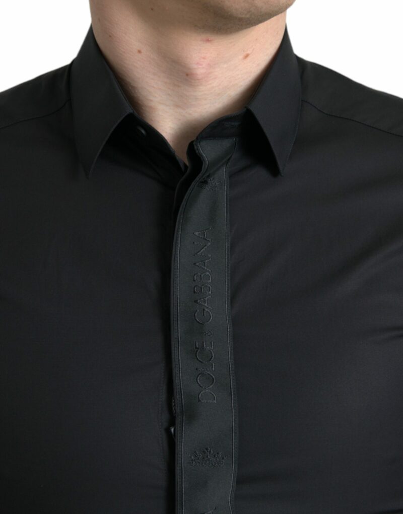 Dolce & Gabbana Elegant Black Slim Fit Dress Shirt - Image 4