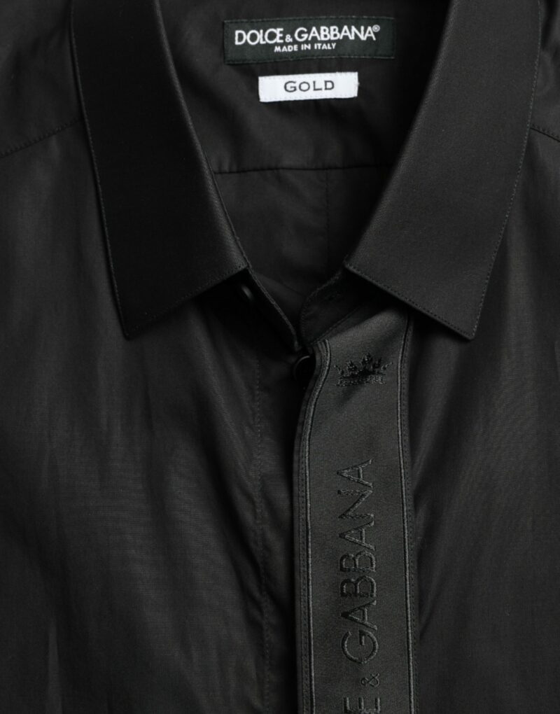 Dolce & Gabbana Elegant Black Slim Fit Dress Shirt - Image 5
