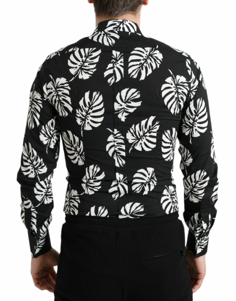 Dolce & Gabbana Elegant Leaf Print Slim Fit Dress Shirt - Image 2
