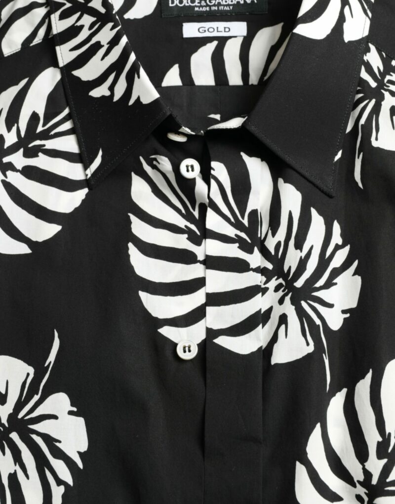 Dolce & Gabbana Elegant Leaf Print Slim Fit Dress Shirt - Image 5