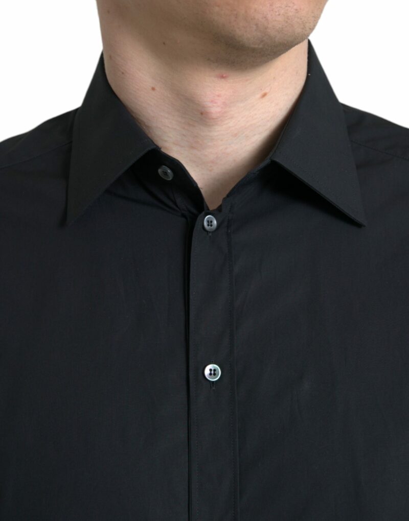 Dolce & Gabbana Sleek Black Slim Fit Italian Dress Shirt - Image 4