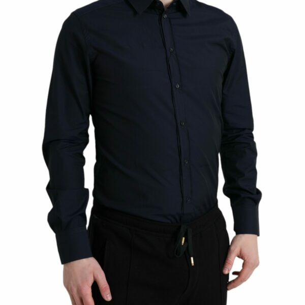 Dolce & Gabbana Elegant Navy Jacquard Dress Shirt