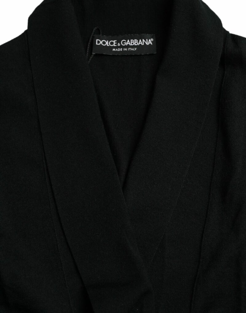 Dolce & Gabbana Elegant Black Cashmere Robe with Waist Belt - Image 6