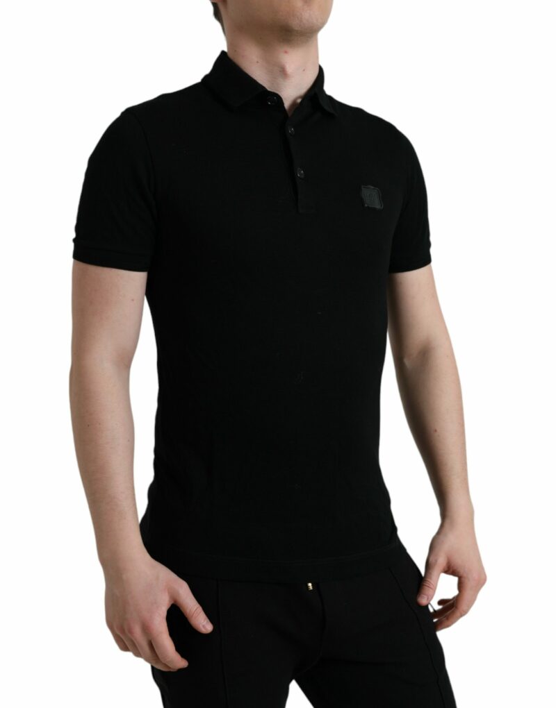 Dolce & Gabbana Elegant Black Cotton Polo Shirt - Image 2