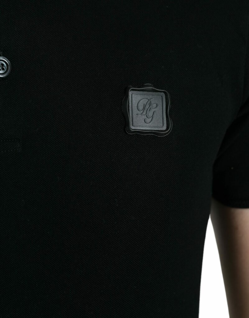 Dolce & Gabbana Elegant Black Cotton Polo Shirt - Image 5