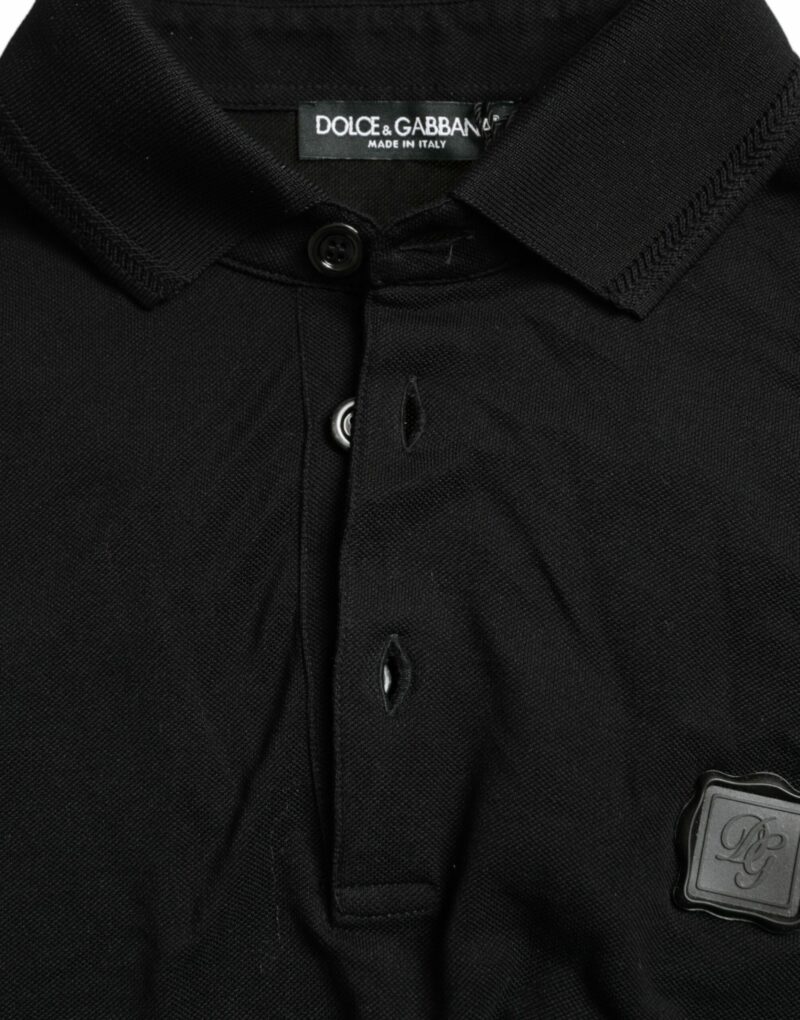 Dolce & Gabbana Elegant Black Cotton Polo Shirt - Image 6