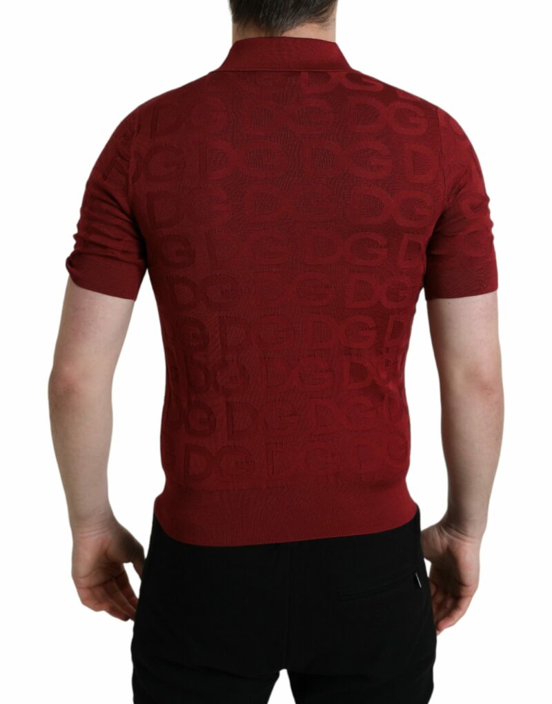 Dolce & Gabbana Silk Maroon Polo T-Shirt - Elegance Meets Comfort - Image 3