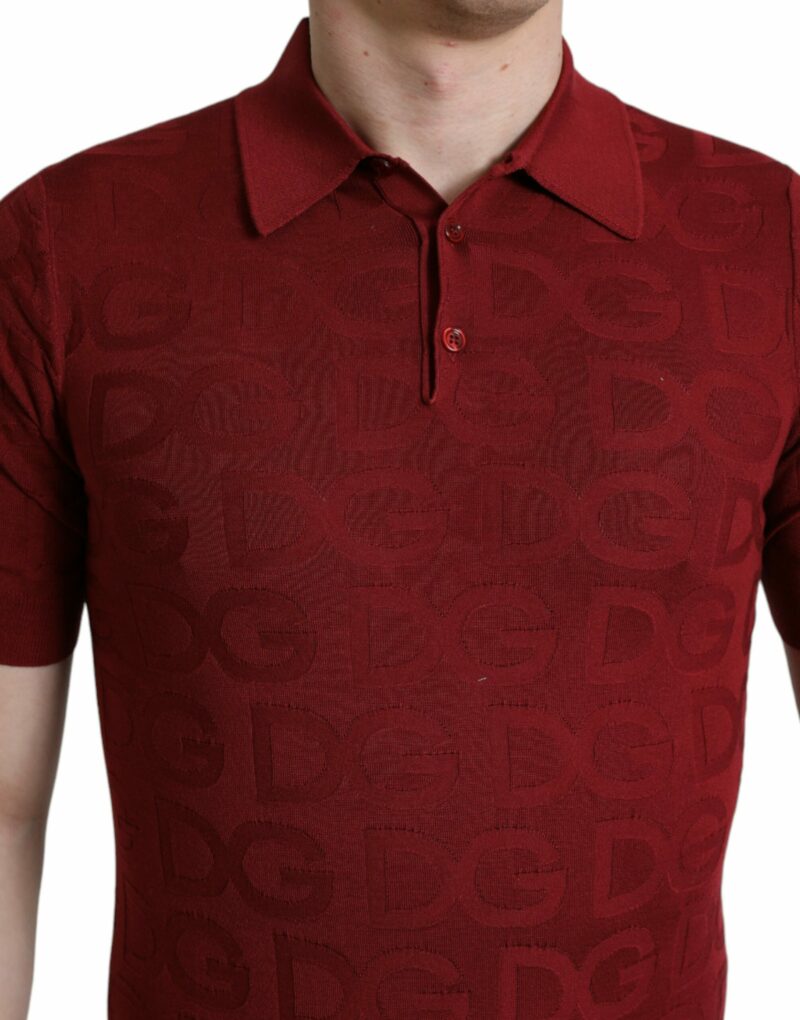 Dolce & Gabbana Silk Maroon Polo T-Shirt - Elegance Meets Comfort - Image 4