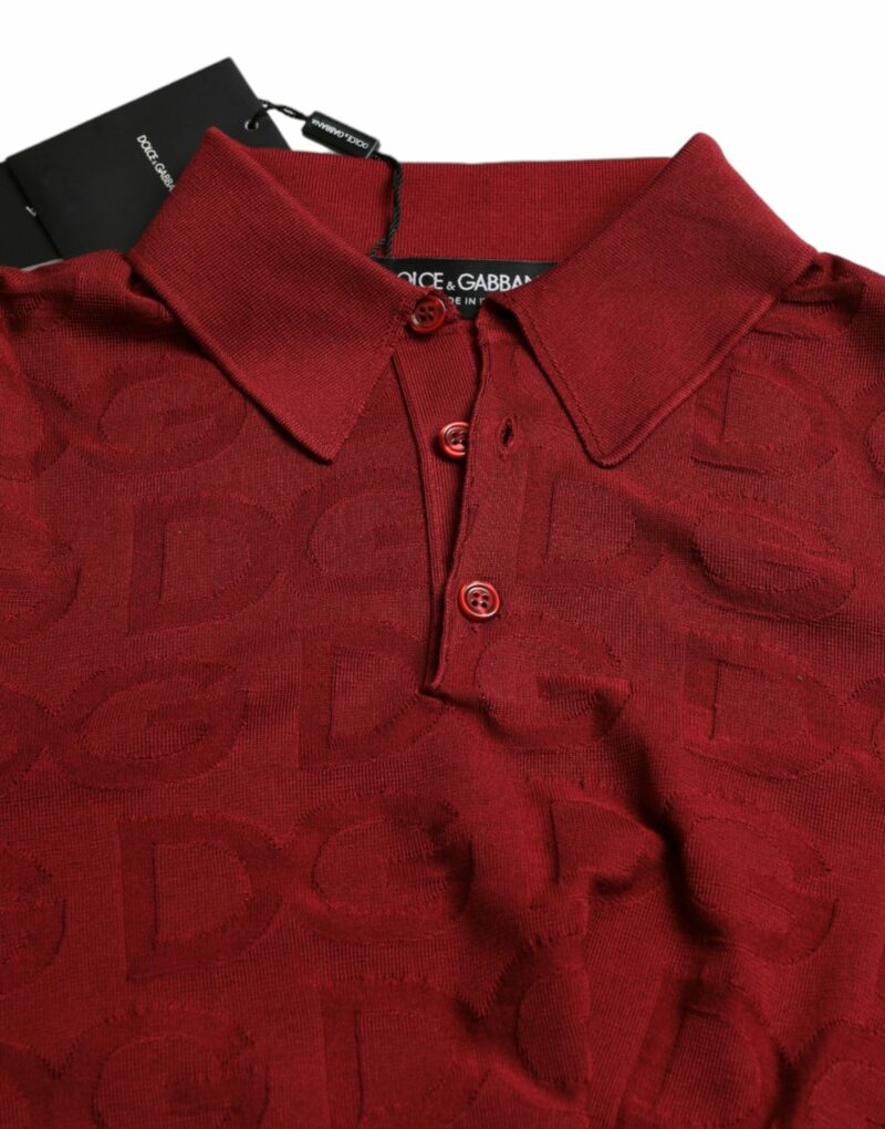 Dolce & Gabbana Silk Maroon Polo T-Shirt - Elegance Meets Comfort - Image 5