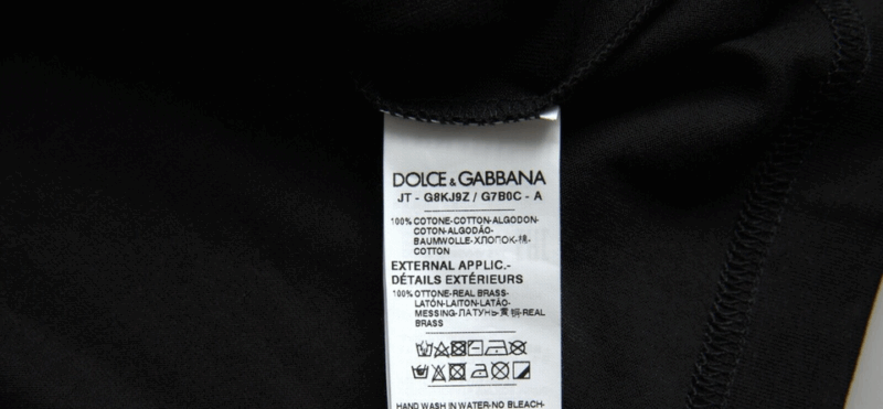 Dolce & Gabbana Elegant Black Cotton Crewneck Tee with Dog Tag Detail - Image 5
