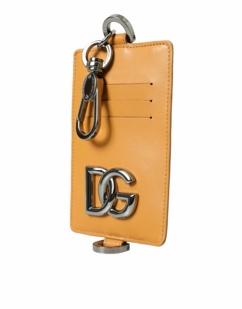 Dolce & Gabbana Elegant Orange Calf Leather Card Holder - Image 2