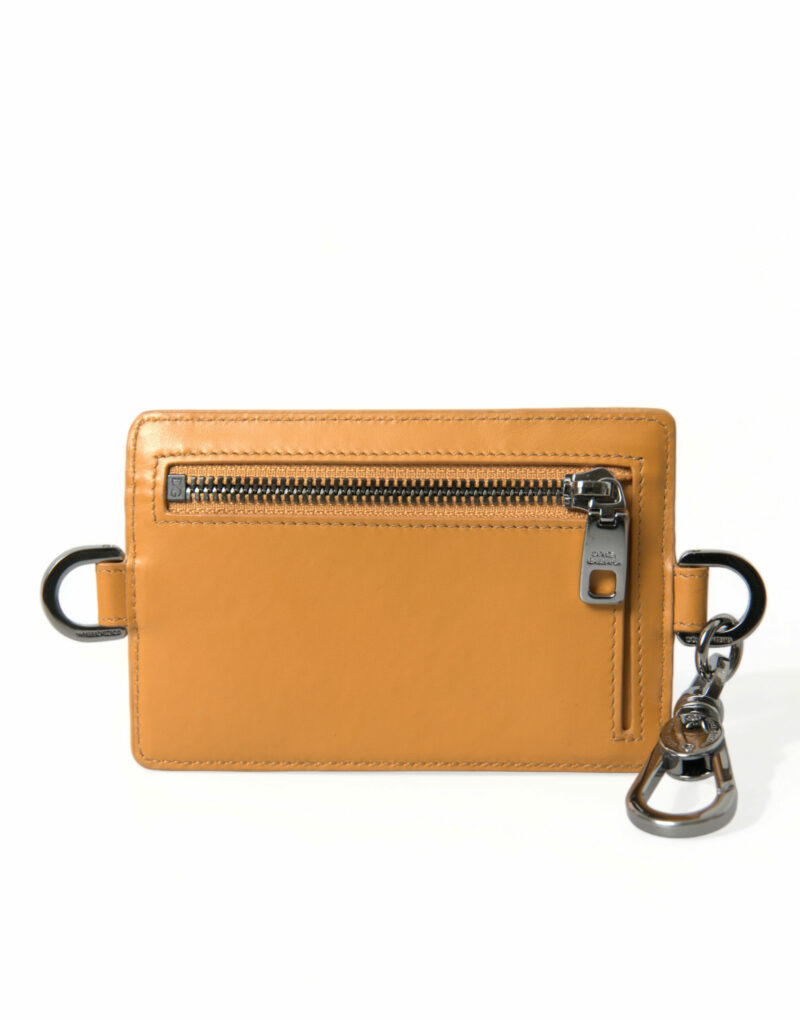 Dolce & Gabbana Elegant Orange Calf Leather Card Holder - Image 3