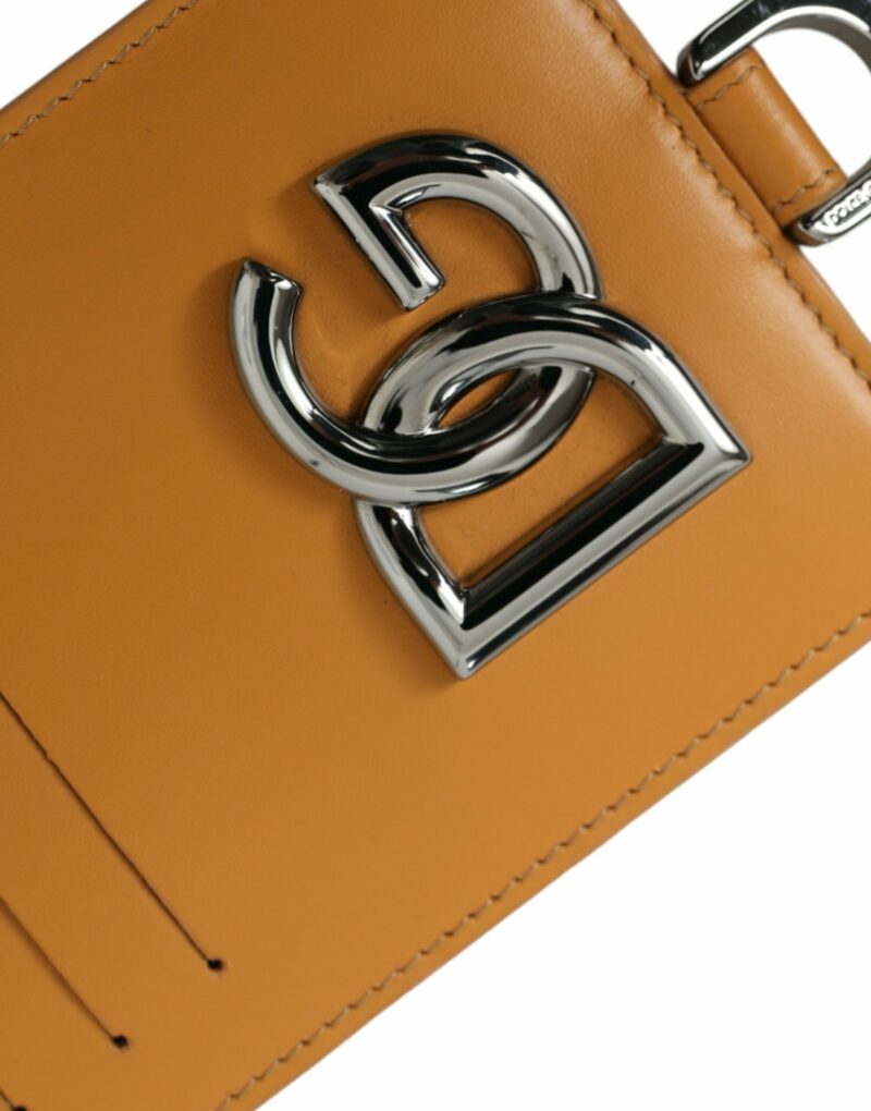 Dolce & Gabbana Elegant Orange Calf Leather Card Holder - Image 4