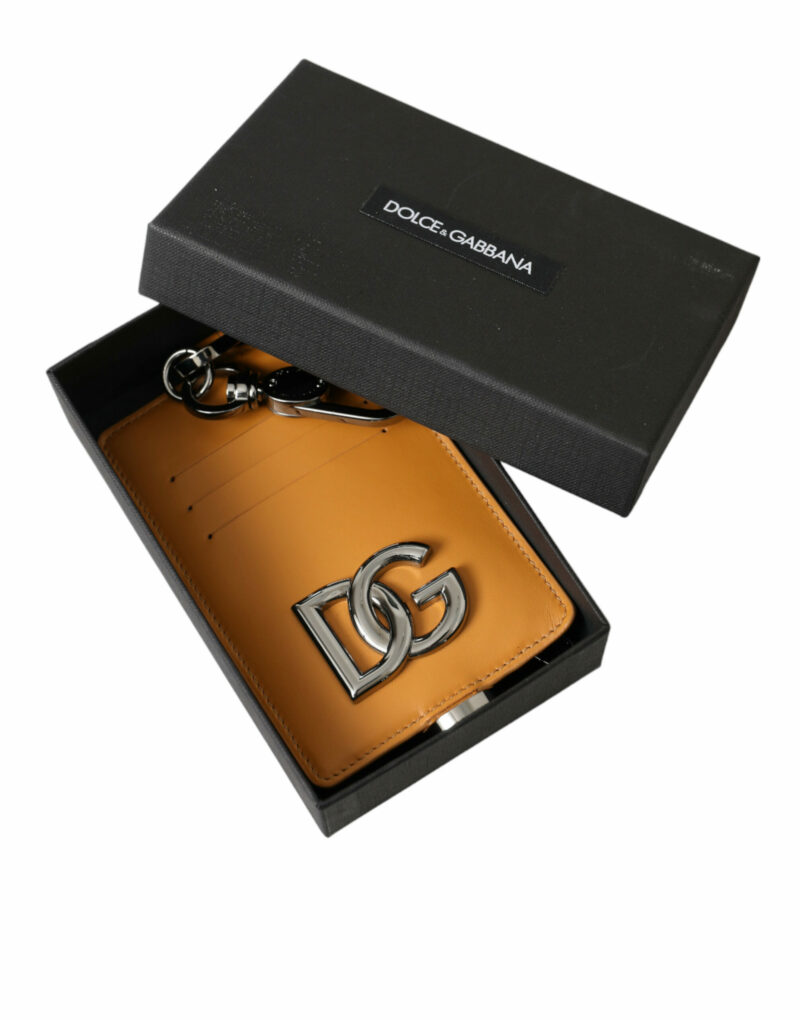 Dolce & Gabbana Elegant Orange Calf Leather Card Holder - Image 7