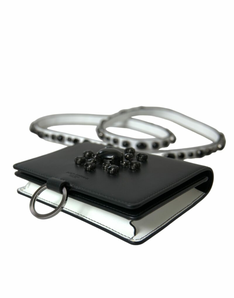 Dolce & Gabbana Elegant Crystal-Embellished Leather Card Holder - Image 4