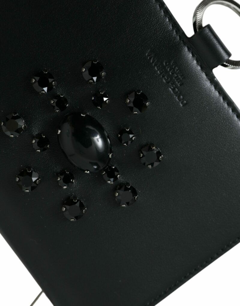 Dolce & Gabbana Elegant Crystal-Embellished Leather Card Holder - Image 5