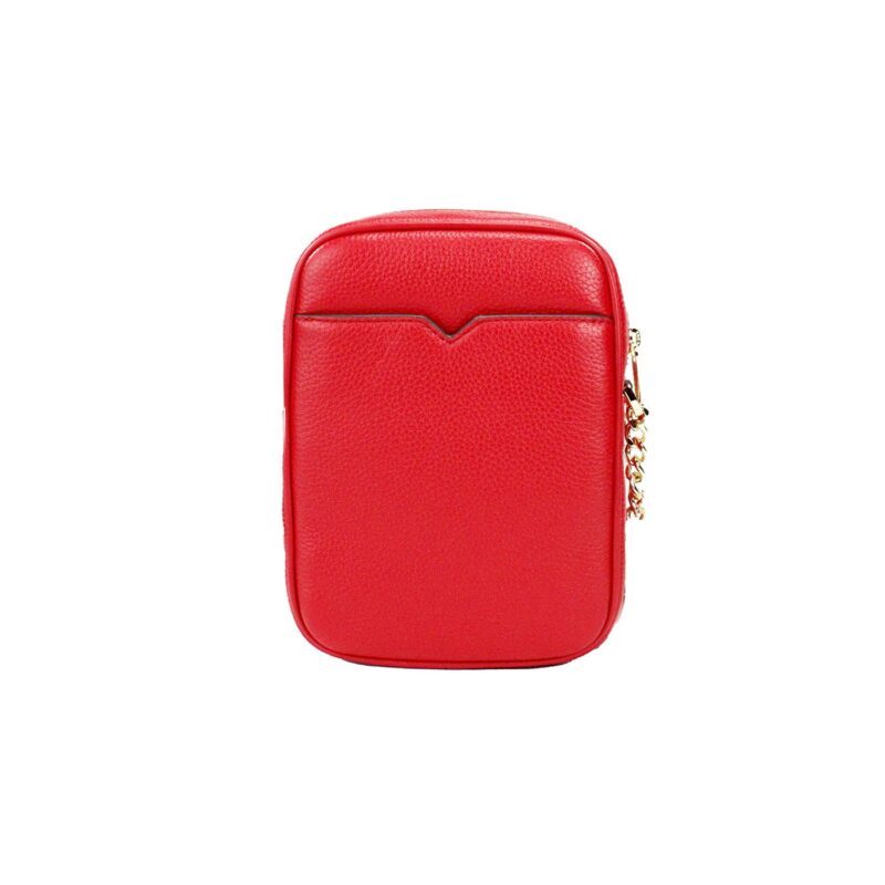 Michael Kors Jet Set Bright Red Pebbled Leather North South Chain Crossbody Bag - Image 3