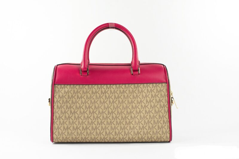 Michael Kors Travel Medium Carmine Pink Signature PVC Duffle Crossbody Bag Purse - Image 3