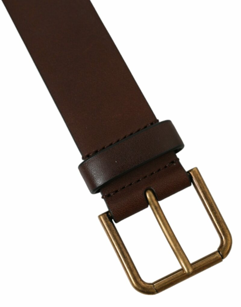 Dolce & Gabbana Elegant Brown Calf Leather Belt - Timeless Accessory - Image 6