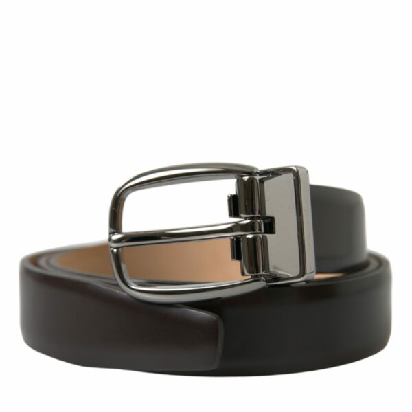 Dolce & Gabbana Elegant Dark Brown Calf Leather Belt