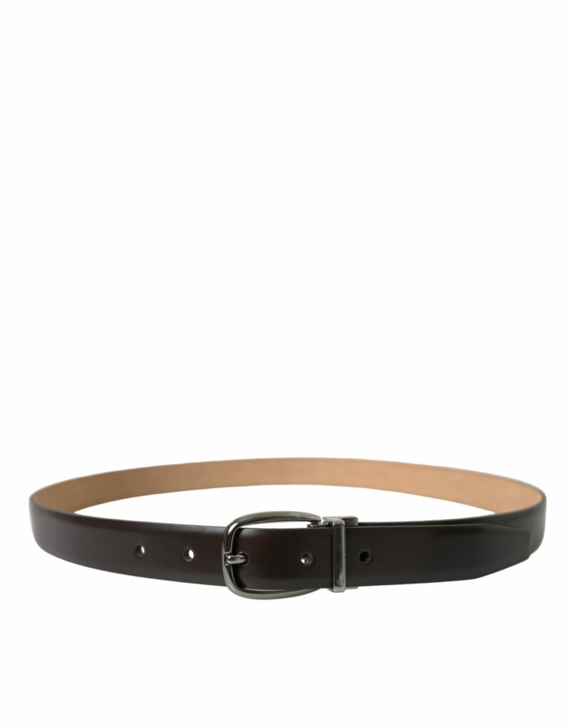 Dolce & Gabbana Elegant Dark Brown Calf Leather Belt - Image 2