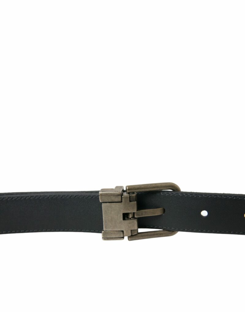 Dolce & Gabbana Elegant Black Leather Belt with Metal Buckle - Image 4