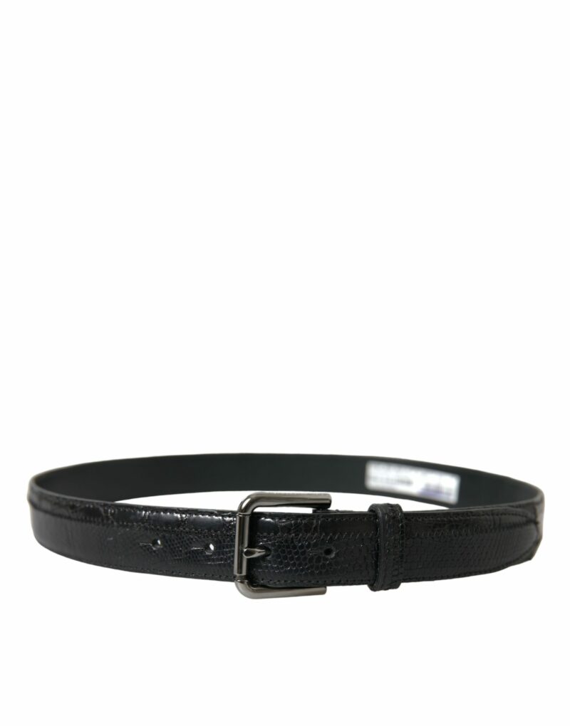 Dolce & Gabbana Elegant Black Leather Belt with Metal Buckle - Image 2