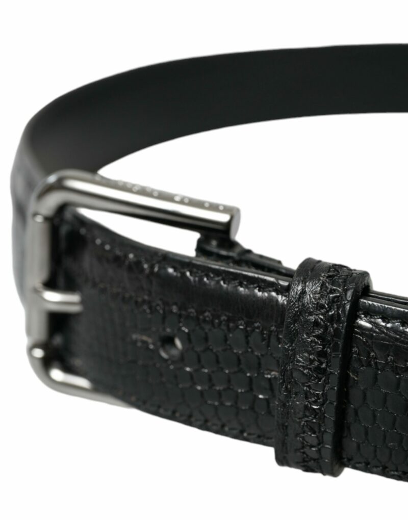 Dolce & Gabbana Elegant Black Leather Belt with Metal Buckle - Image 3