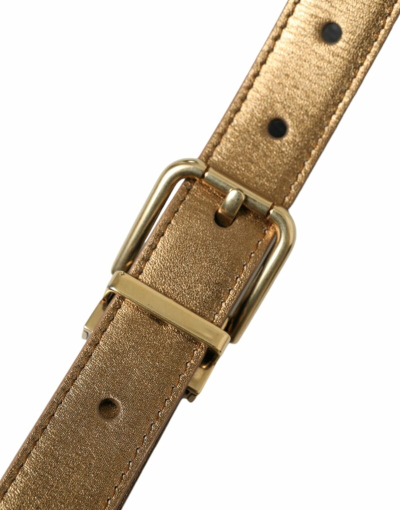 Dolce & Gabbana Metallic Gold Leather Belt - Timeless Elegance - Image 6