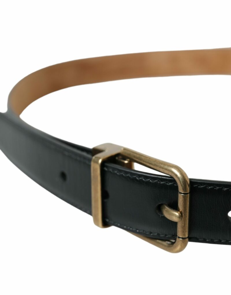Dolce & Gabbana Elegant Black Calf Leather Belt - Image 3
