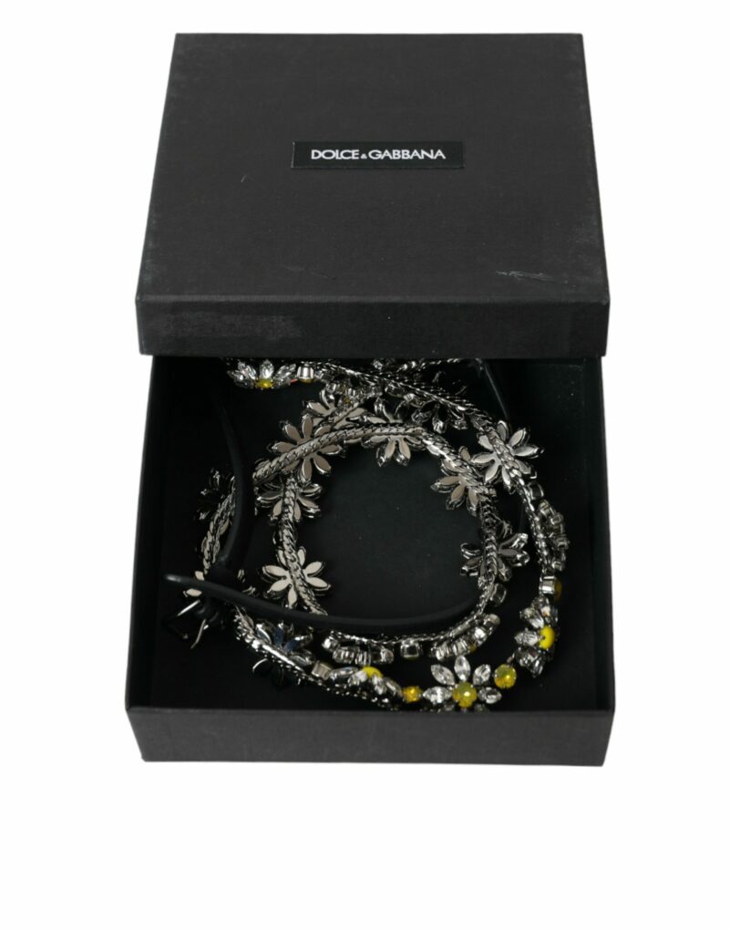 Dolce & Gabbana Elegant Crystal-Embellished Leather Belt - Image 4