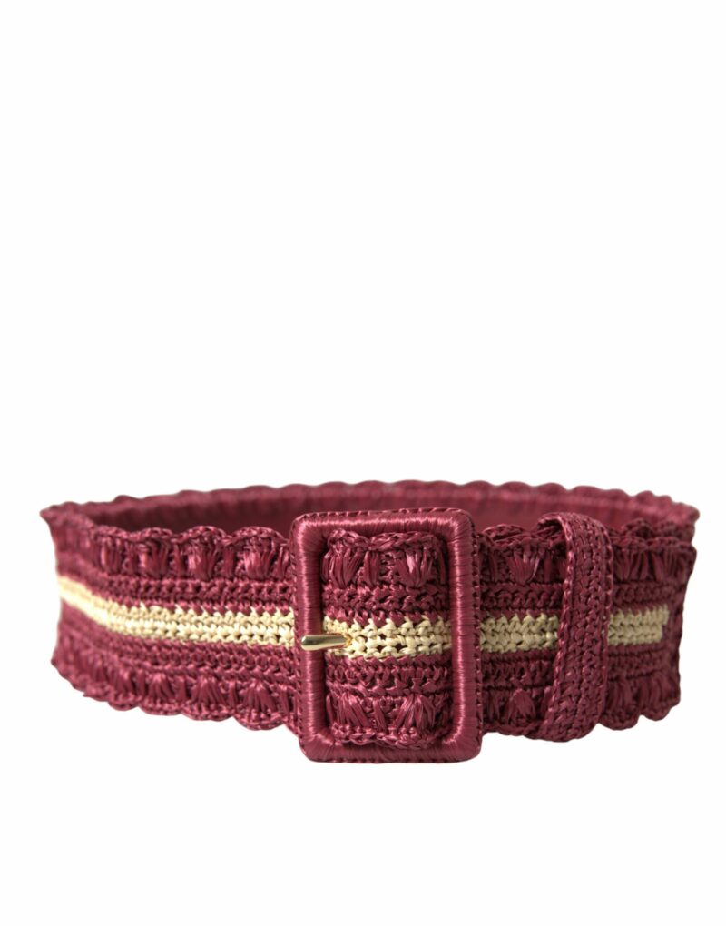 Dolce & Gabbana Maroon Elegance Canvas Waist Belt - Image 2