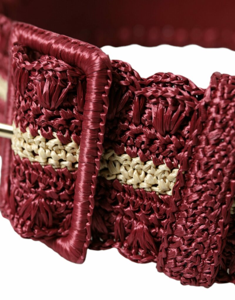Dolce & Gabbana Maroon Elegance Canvas Waist Belt - Image 3
