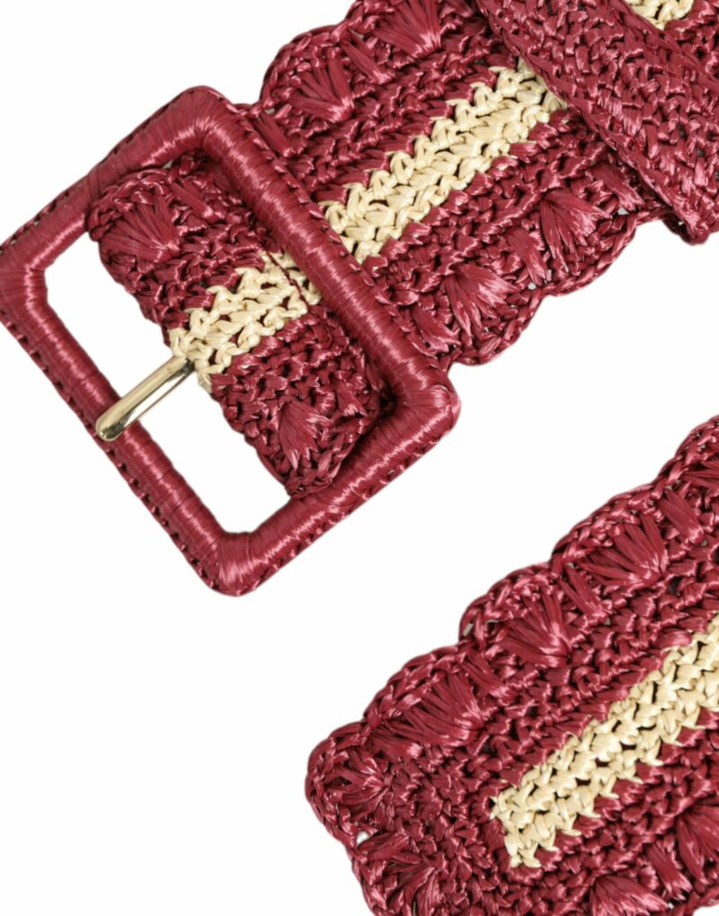 Dolce & Gabbana Maroon Elegance Canvas Waist Belt - Image 5