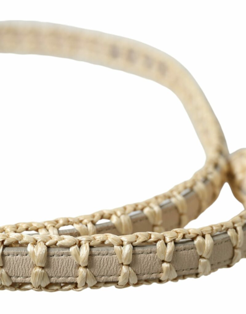 Dolce & Gabbana Elegant Beige Leather Waist Belt - Image 4