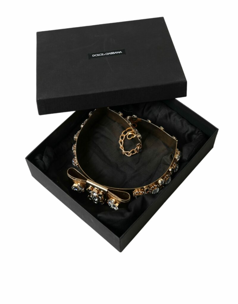 Dolce & Gabbana Gold-Tone Crystal Embellished Waist Belt - Image 7