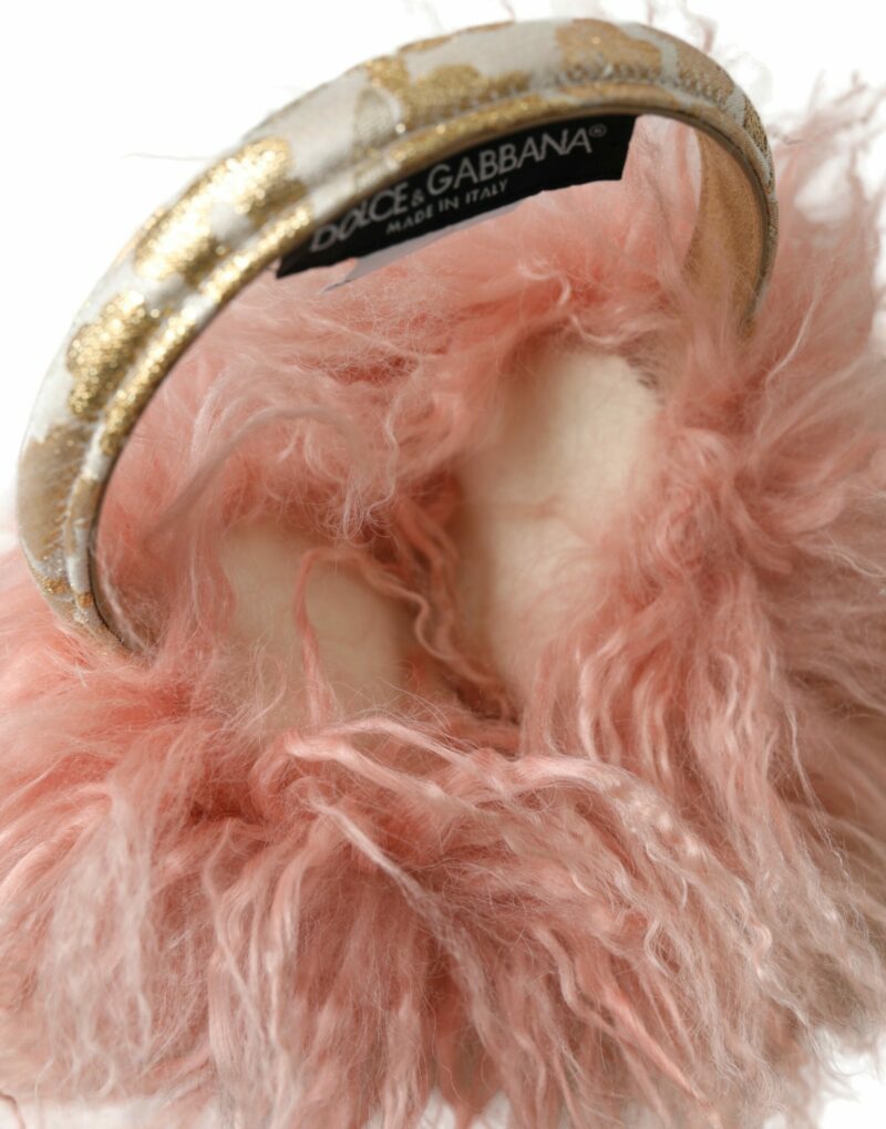 Dolce & Gabbana Elegant Pink Fur Earmuffs - Winter Chic Accessory - Image 4