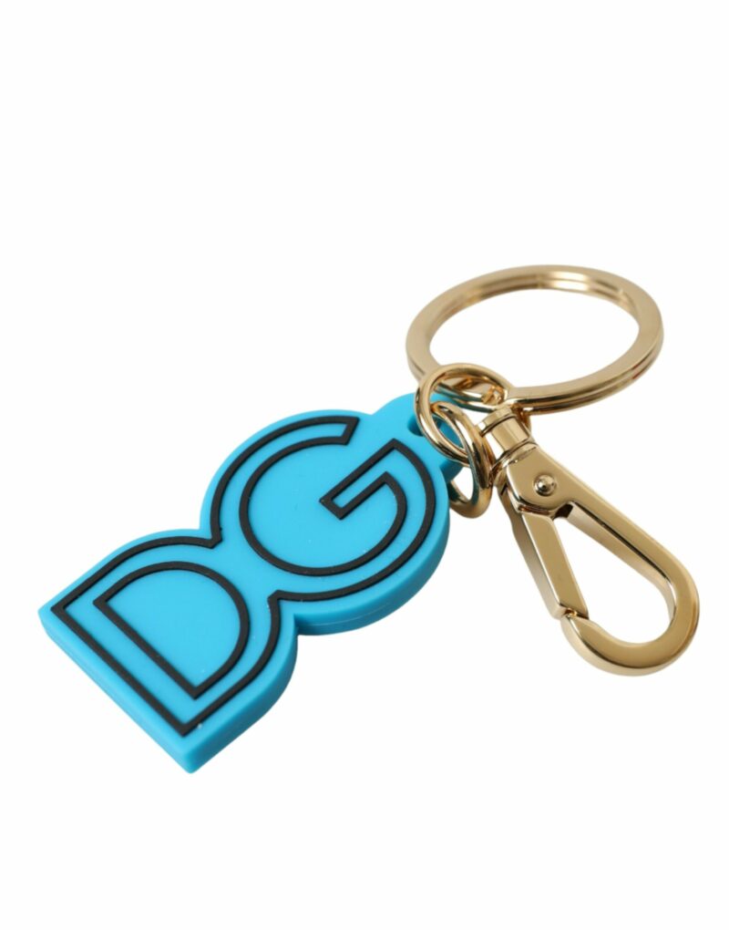 Dolce & Gabbana Elegant Blue Gold Keychain Accessory - Image 3