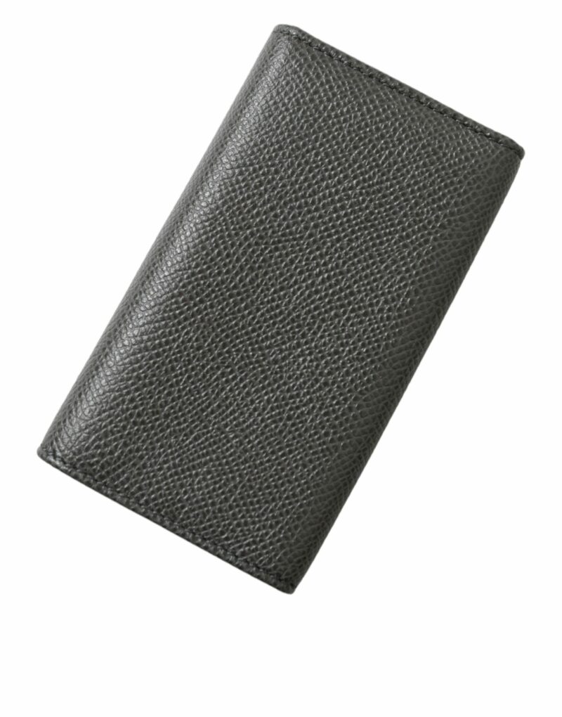 Dolce & Gabbana Chic Gray Leather Trifold Key Holder - Image 2