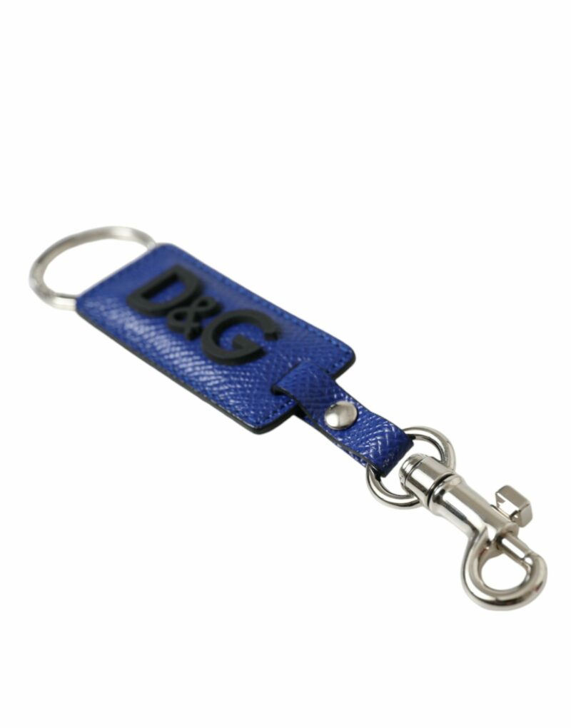 Dolce & Gabbana Elegant Blue Trifold Calf Leather Key Holder - Image 4