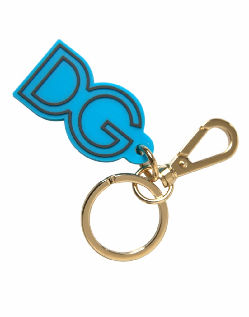 Dolce & Gabbana Elegant Blue & Gold Keychain Accessory - Image 3