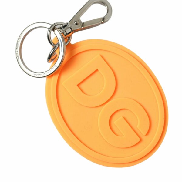 Dolce & Gabbana Elegant Orange Charm Keyring with Silver Detail