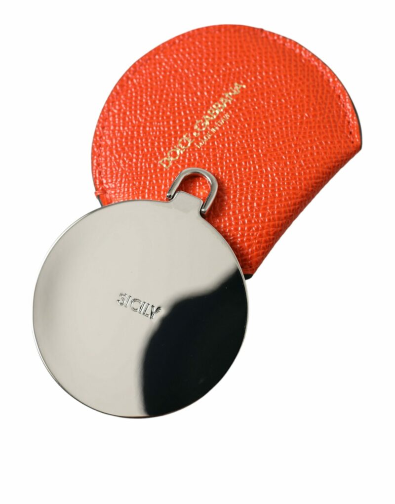 Dolce & Gabbana Elegant Orange Leather Mirror Holder - Image 3