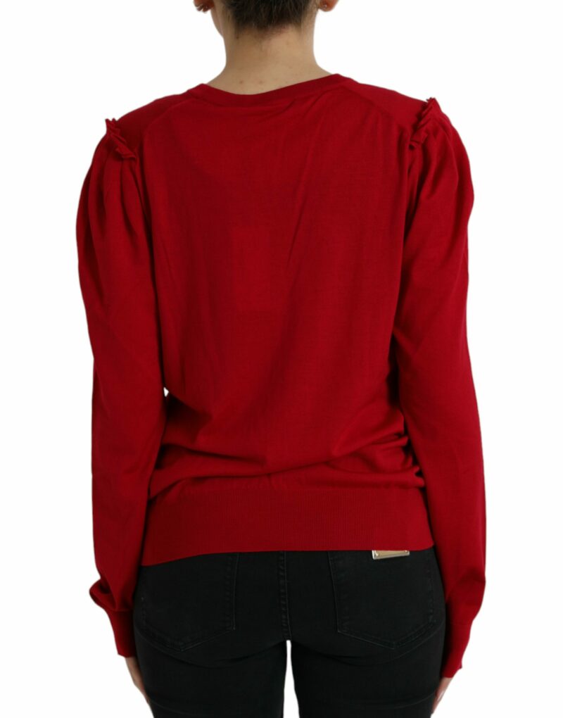 Dolce & Gabbana Elegant Red V-Neck Wool Cardigan - Image 3