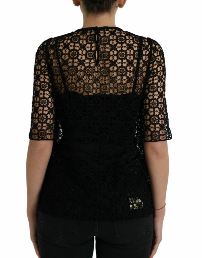 Dolce & Gabbana Elegant Floral Lace Blouse Top - Image 3