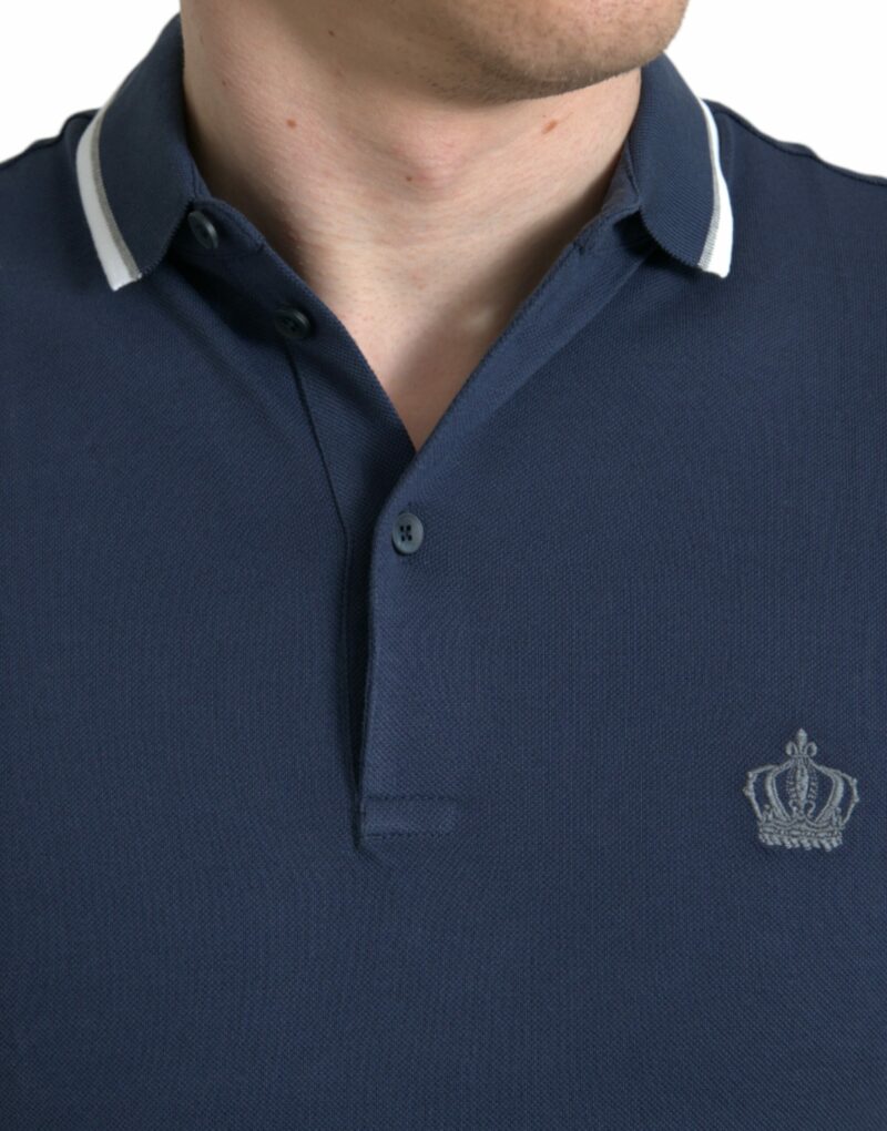 Dolce & Gabbana Elegant Crown Embroidered Polo T-Shirt - Image 4