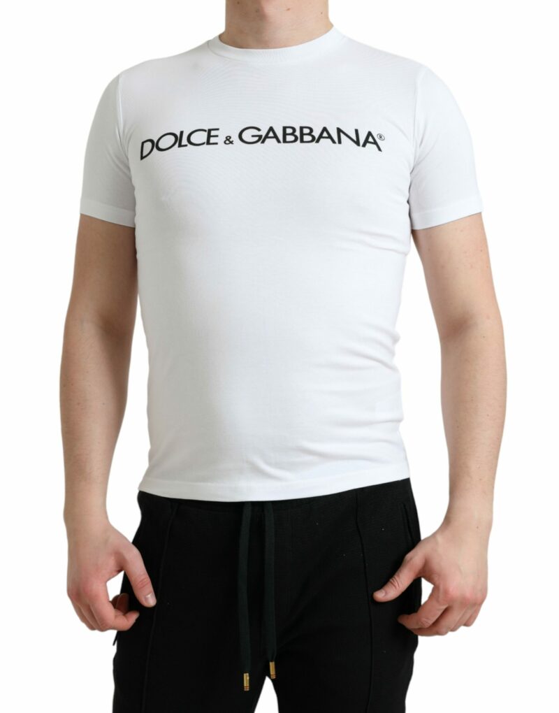 Dolce & Gabbana Elegant White Logo Crewneck Tee - Image 2
