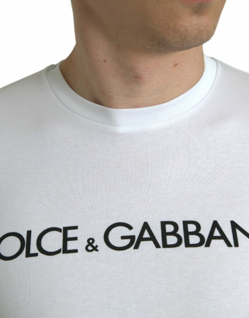 Dolce & Gabbana Elegant White Logo Crewneck Tee - Image 4