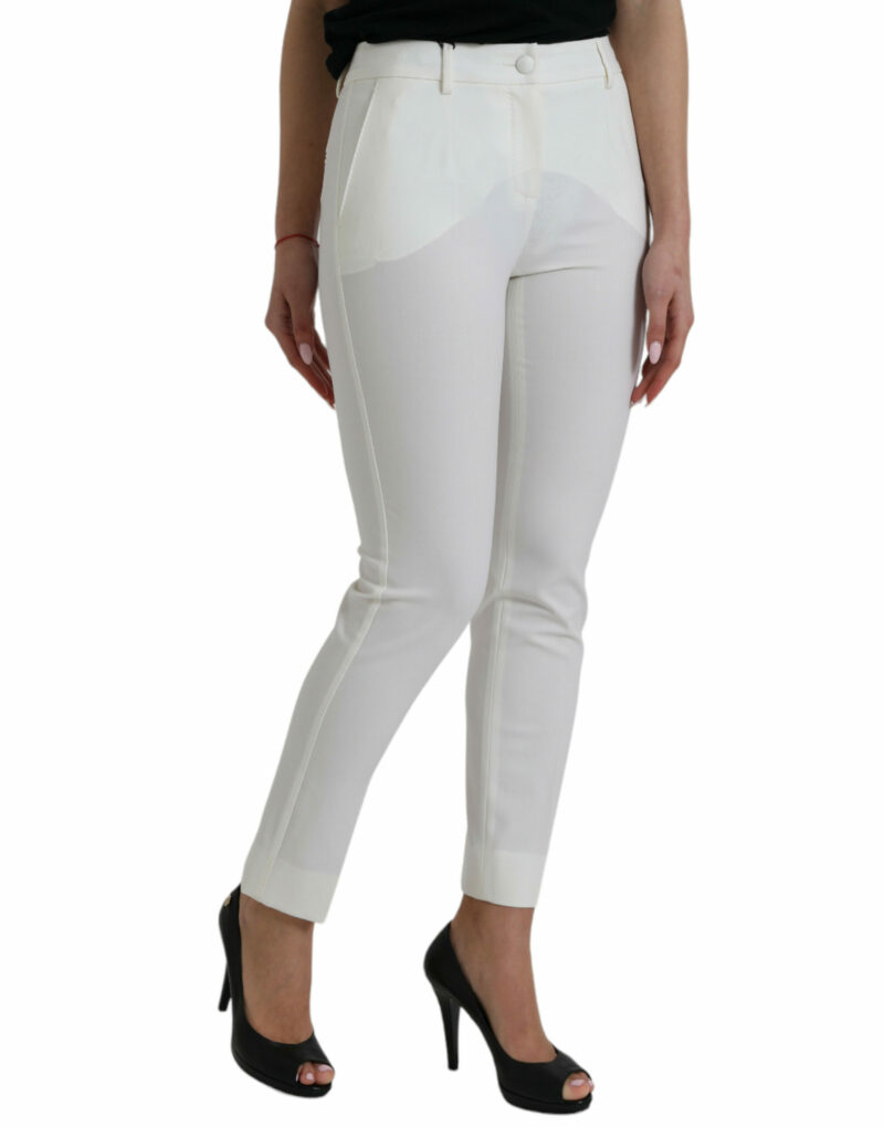 Dolce & Gabbana Elegant White Mid-Waist Tapered Pants - Image 2